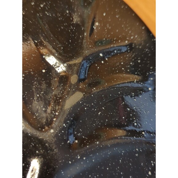 Enamelware Roasting Pan Black White Speckled  Lid Turkey Roaster Vintage 13" - Picture 7 of 10